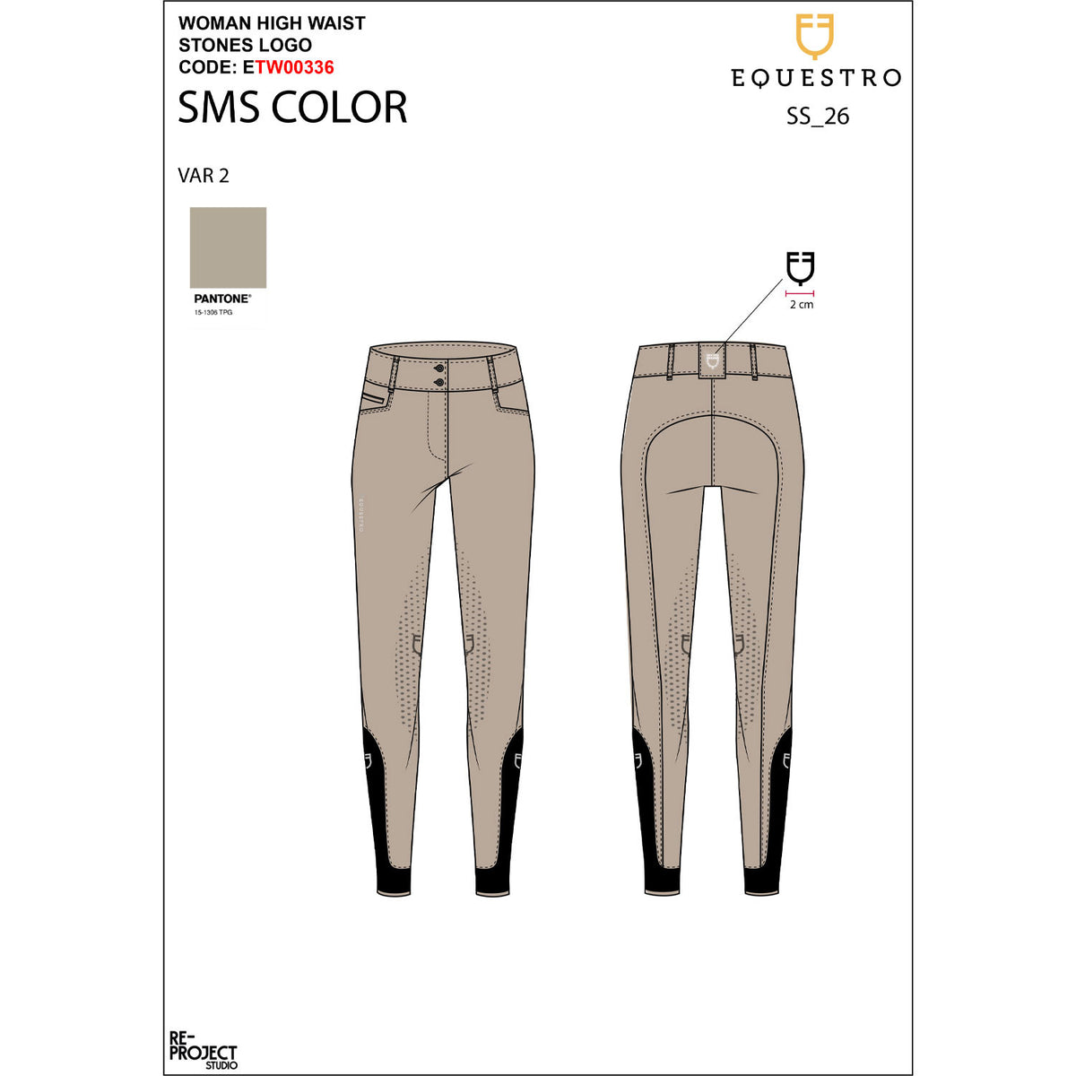 Equestro Women's high-waisted breeches with rhinestone logo