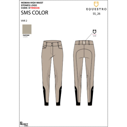 Equestro Women's high-waisted breeches with rhinestone logo