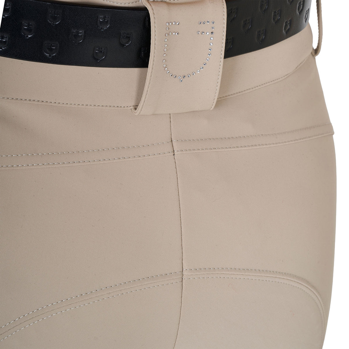 Equestro Women's high-waisted breeches with rhinestone logo