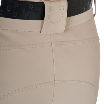 Equestro Women's high-waisted breeches with rhinestone logo