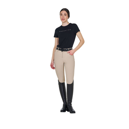 Equestro Women's high-waisted breeches with rhinestone logo