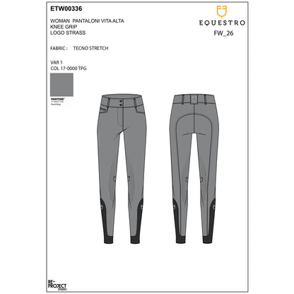Equestro Women's high-waisted breeches with rhinestone logo