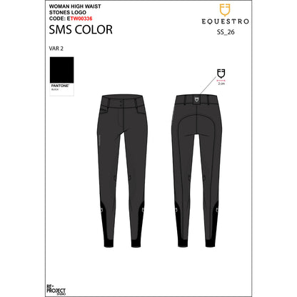 Equestro Women's high-waisted breeches with rhinestone logo