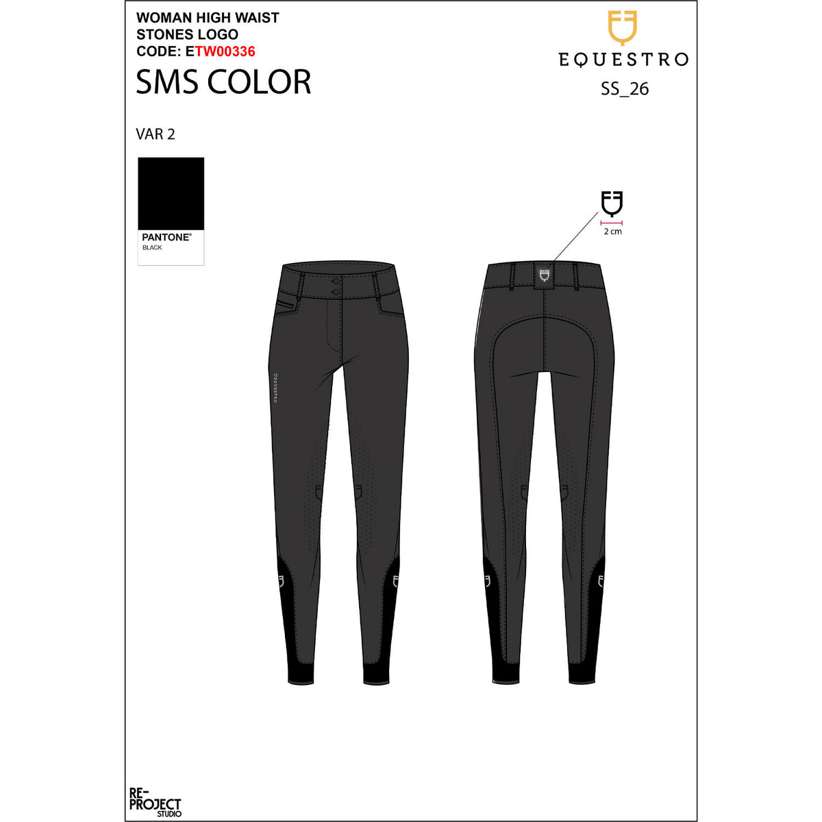 Equestro Women's high-waisted breeches with rhinestone logo