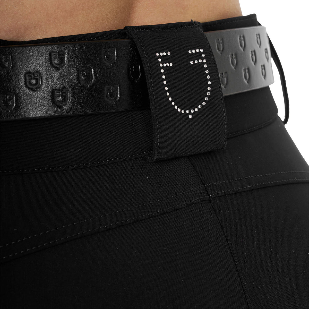 Equestro Women's high-waisted breeches with rhinestone logo
