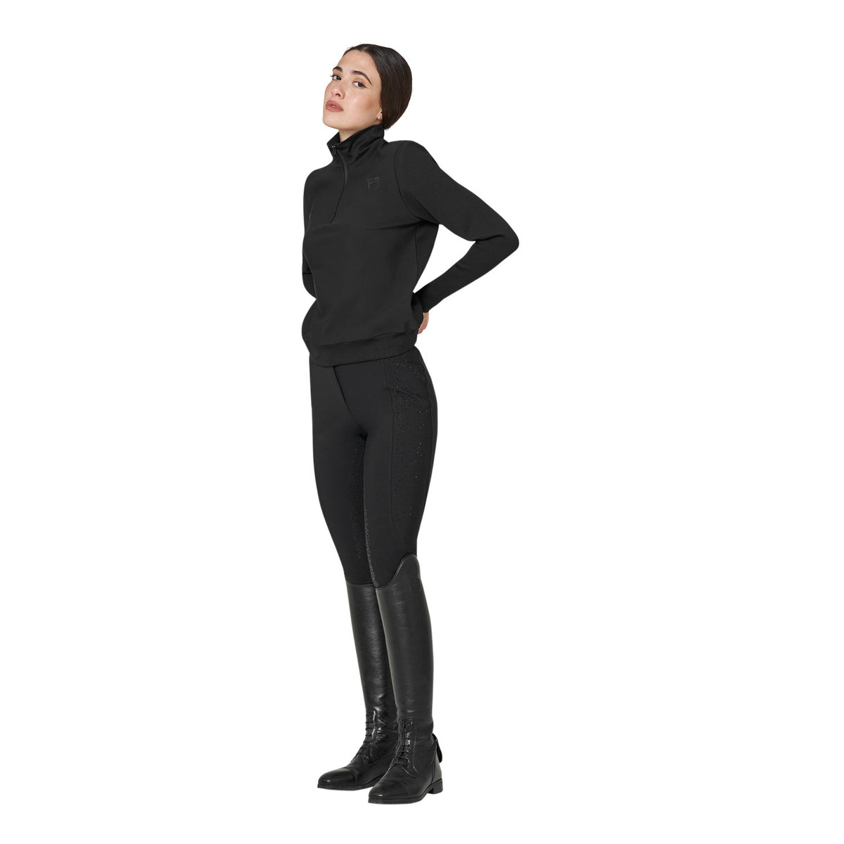 Equestro Women's high-waisted breeches with rhinestone logo