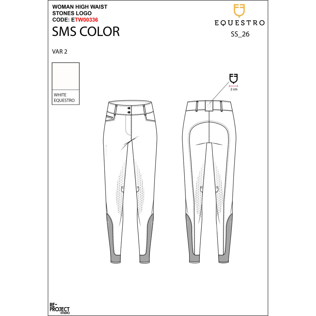 Equestro Women's high-waisted breeches with rhinestone logo