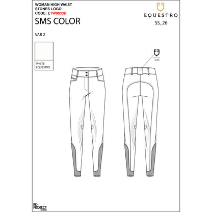 Equestro Women's high-waisted breeches with rhinestone logo