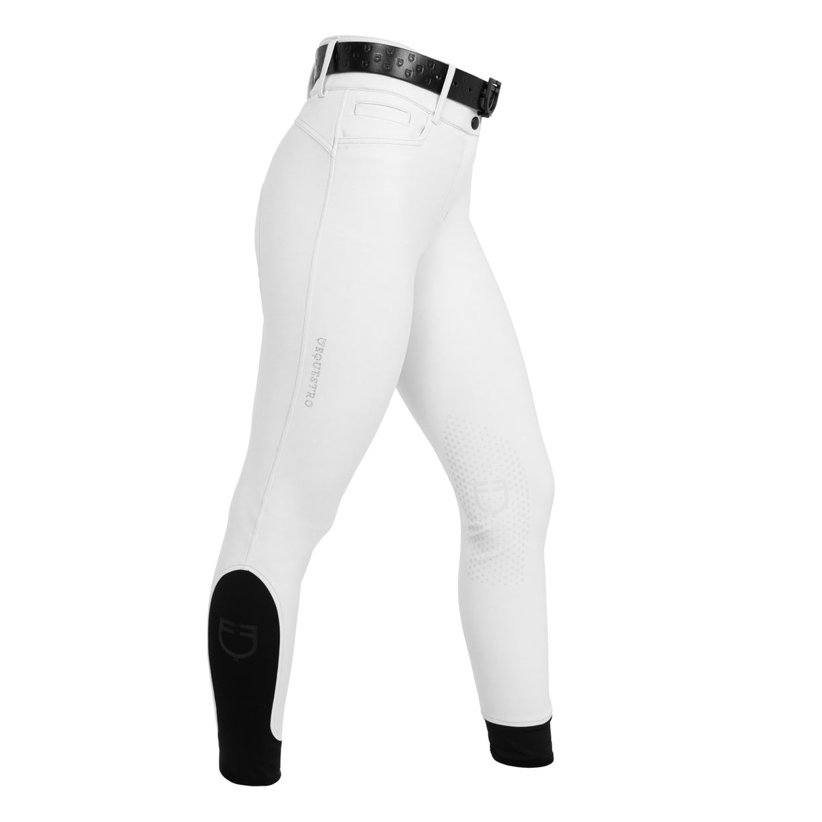 Equestro Women's high-waisted breeches with rhinestone logo