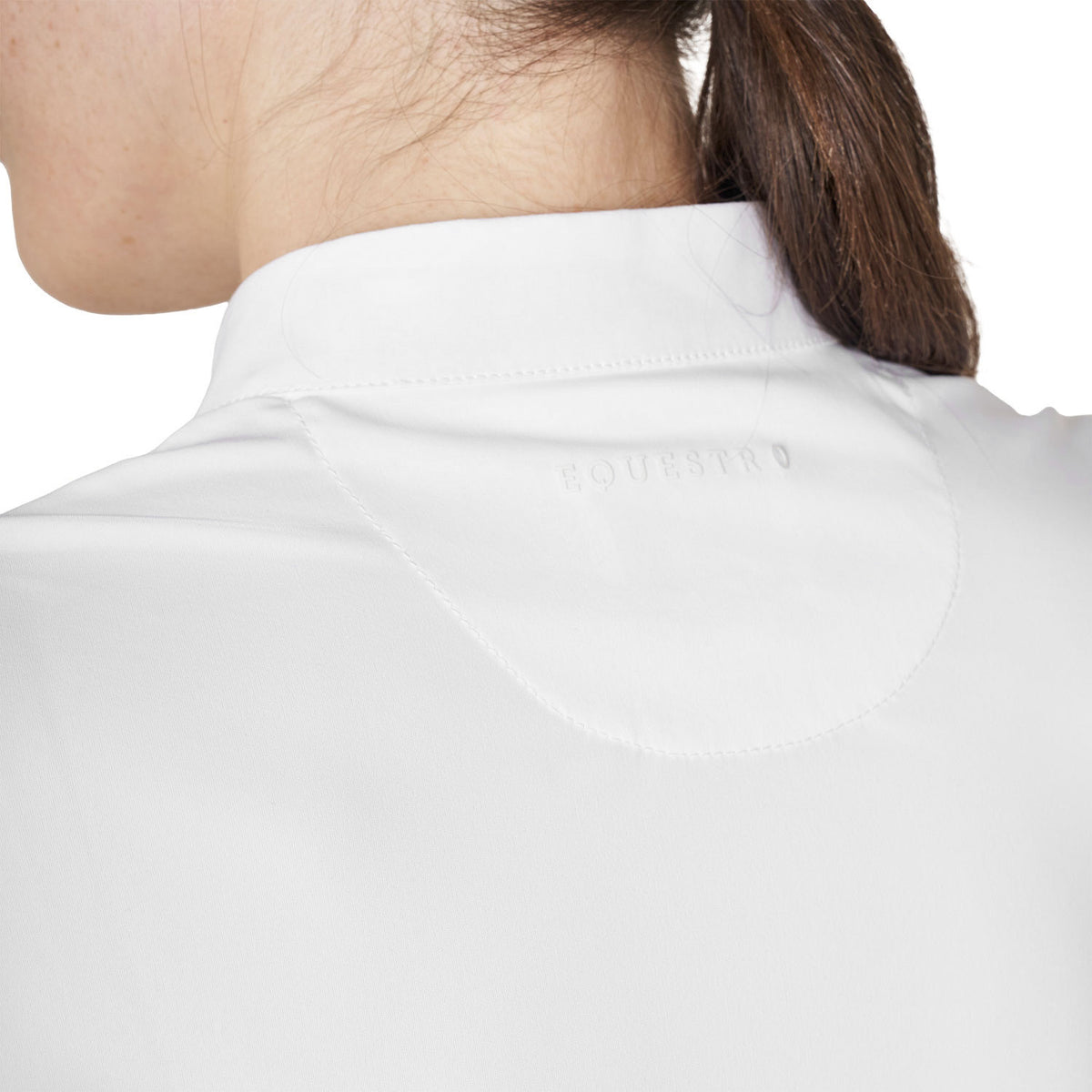 Equestro Women's competition polo with shirt collar and rhinestones