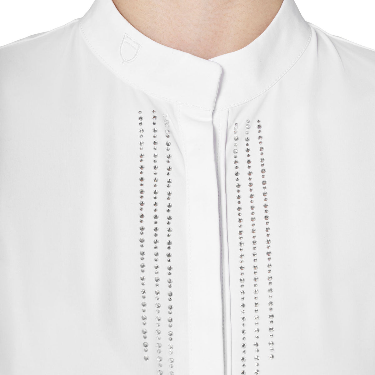 Equestro Women's competition polo with shirt collar and rhinestones