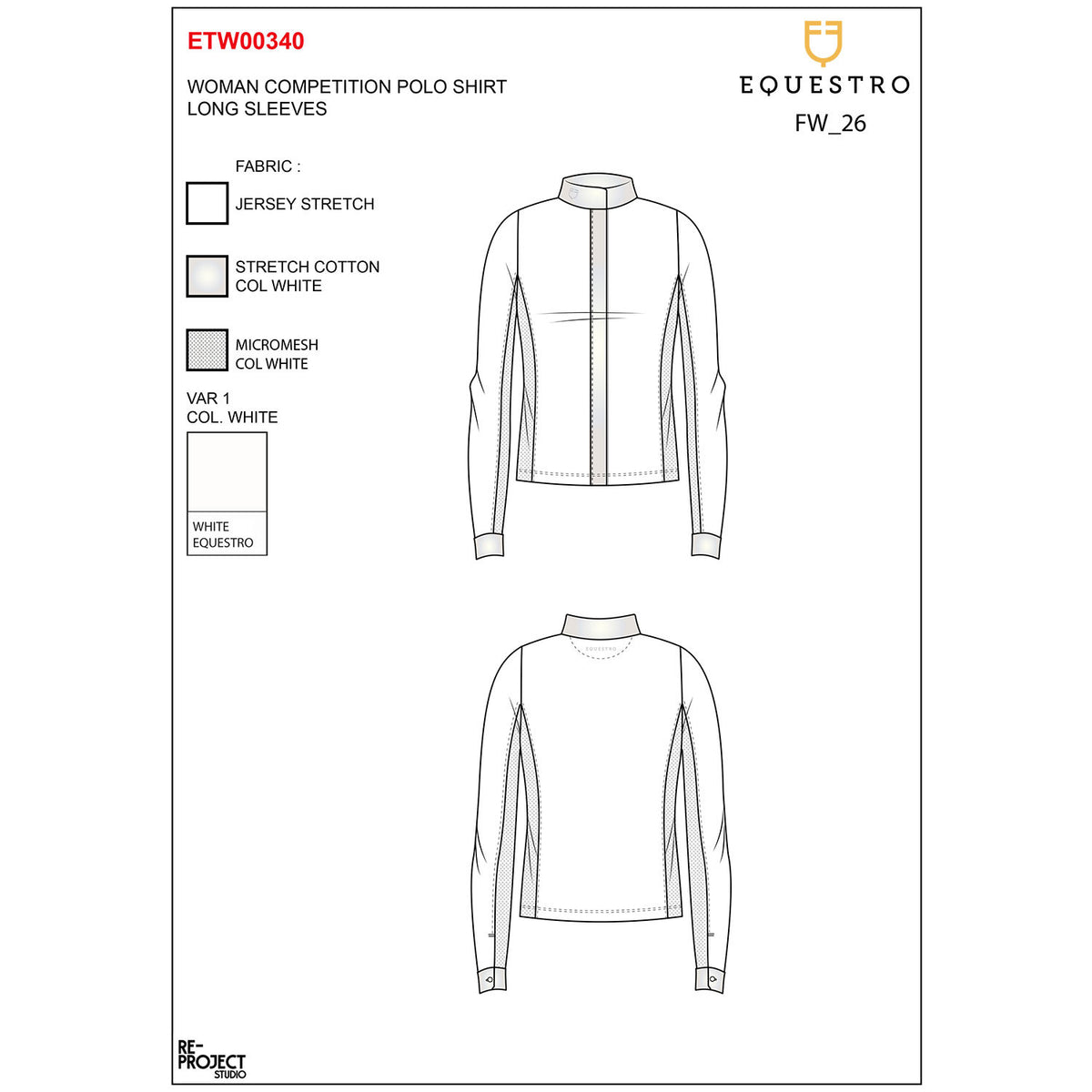 Equestro Women’s competition polo with shirt collar and mesh inserts
