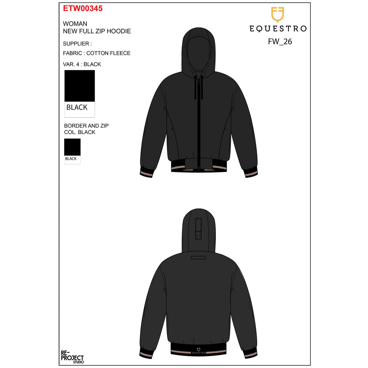 Equestro Women's hoodie with front zipper