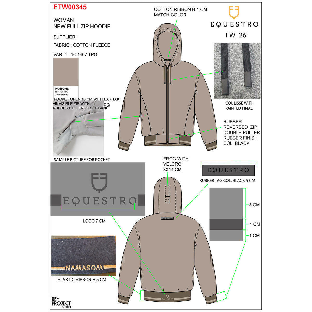Equestro Women's hoodie with front zipper