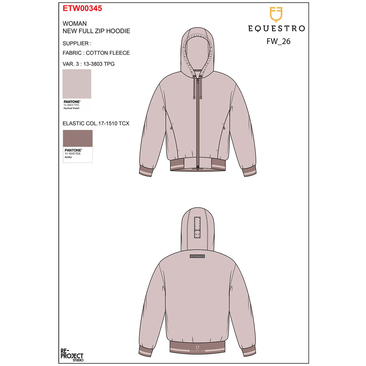Equestro Women's hoodie with front zipper