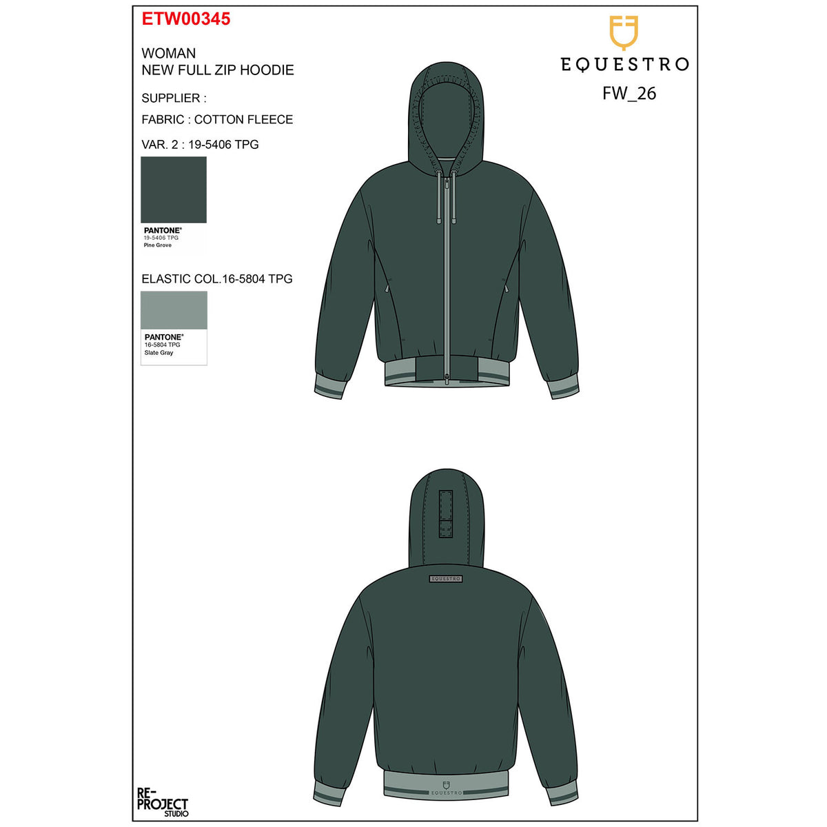 Equestro Women's hoodie with front zipper