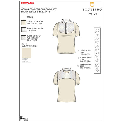 Equestro Women's competition polo shirt with tulle inserts