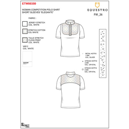 Equestro Women's competition polo shirt with tulle inserts
