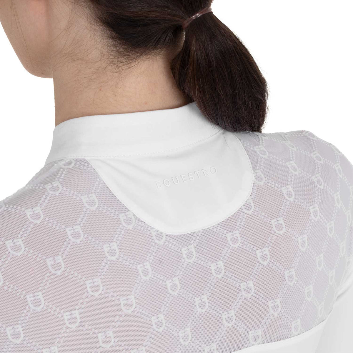 Equestro Women's competition polo shirt with tulle inserts