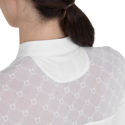 Equestro Women's competition polo shirt with tulle inserts