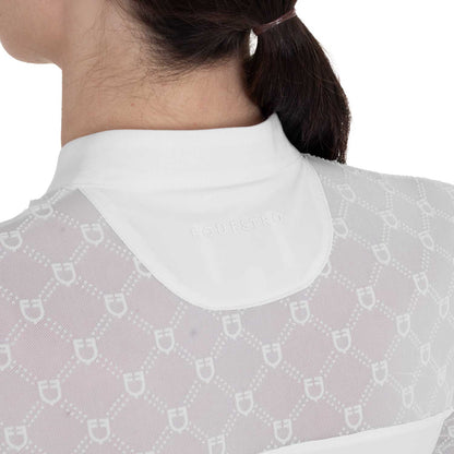 Equestro Women's long-sleeved competition polo shirt with tulle inserts