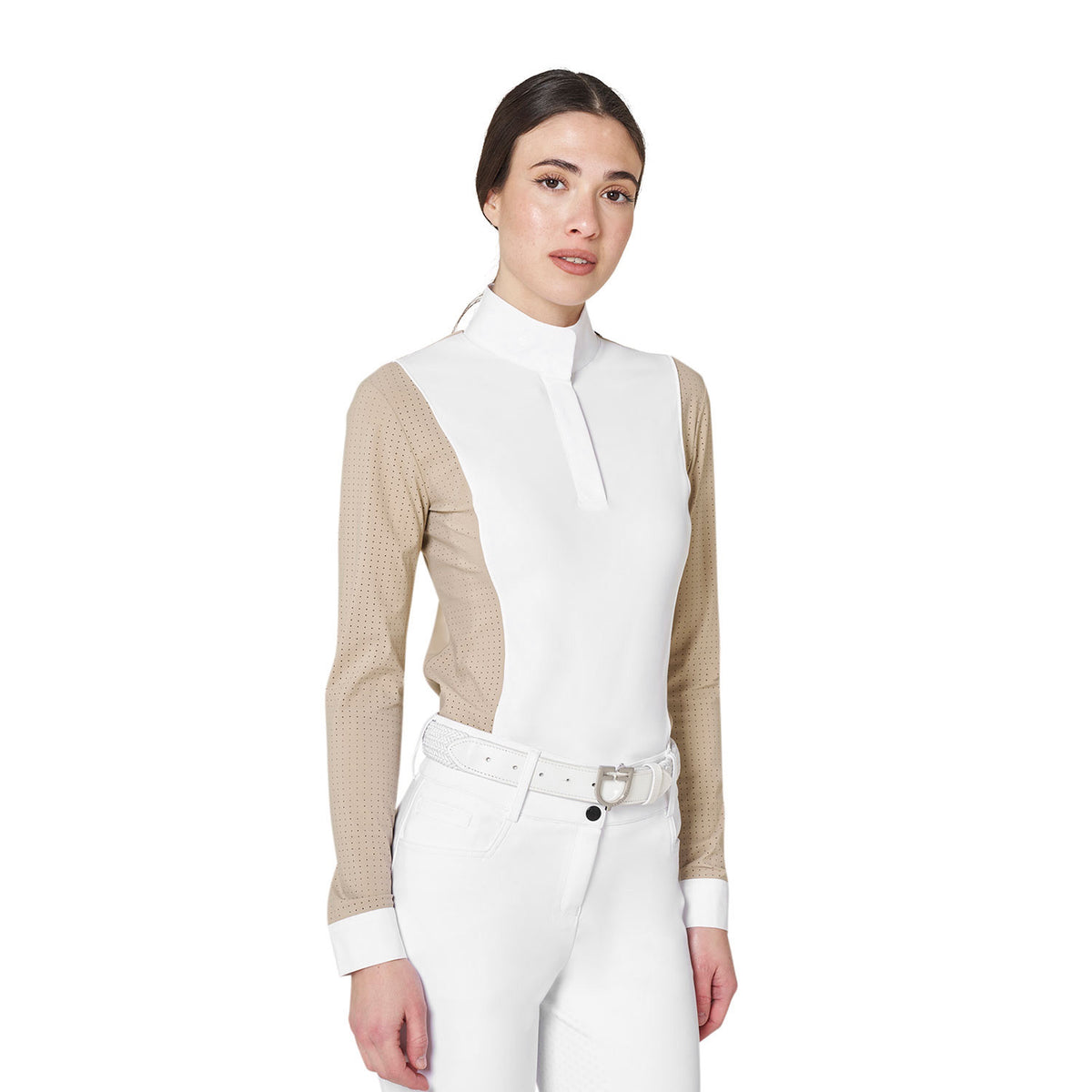 Equestro Women’s perforated long-sleeved competition polo shirt