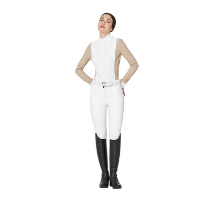 Equestro Women’s perforated long-sleeved competition polo shirt