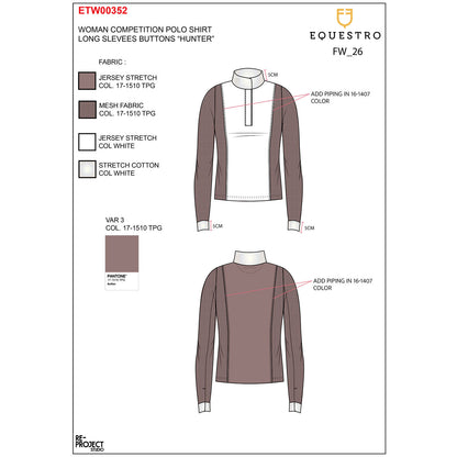 Equestro Women’s perforated long-sleeved competition polo shirt
