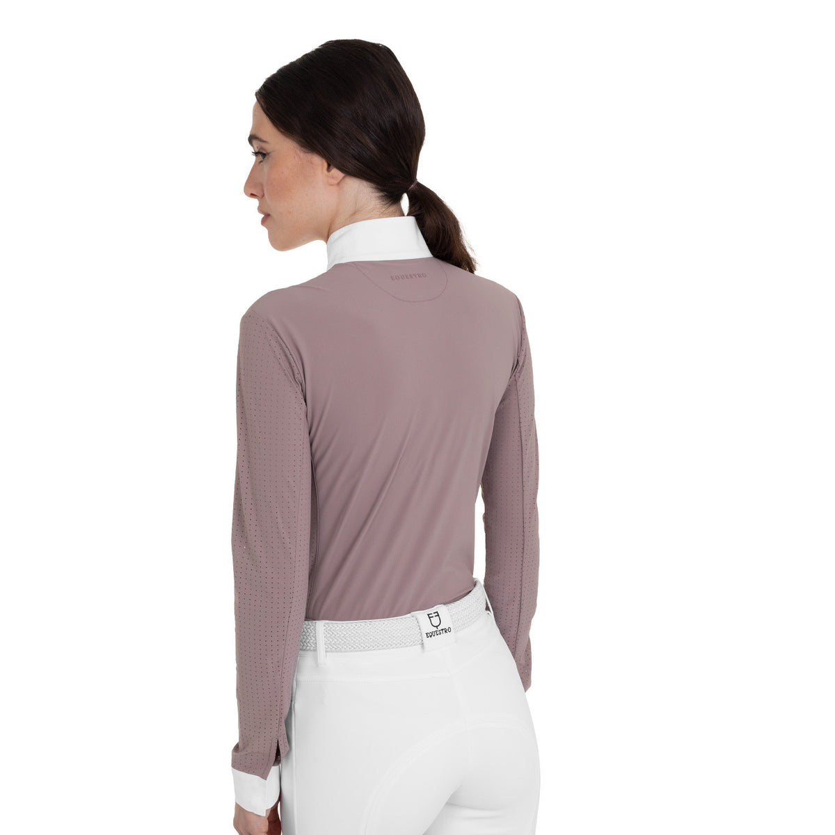 Equestro Women’s perforated long-sleeved competition polo shirt