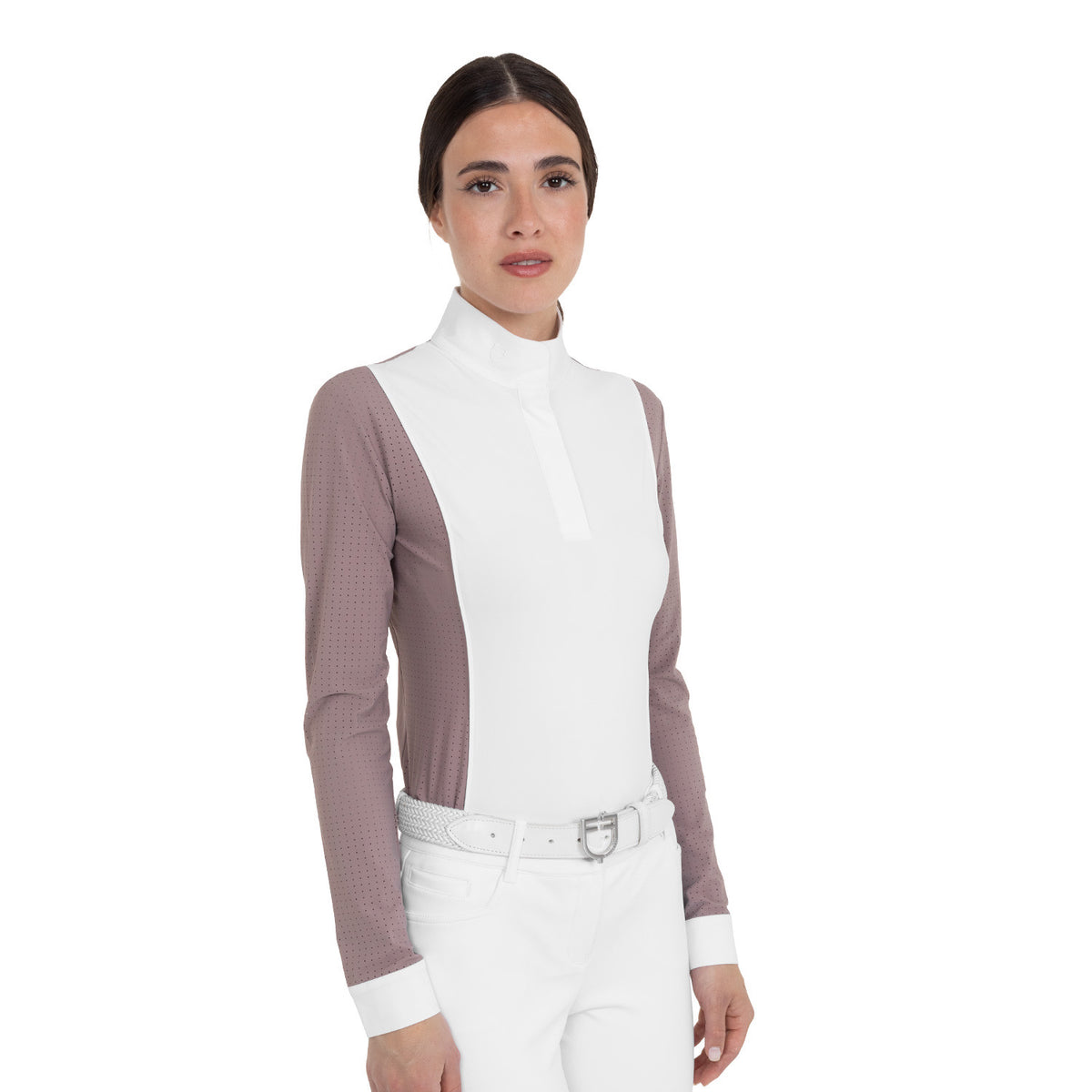 Equestro Women’s perforated long-sleeved competition polo shirt