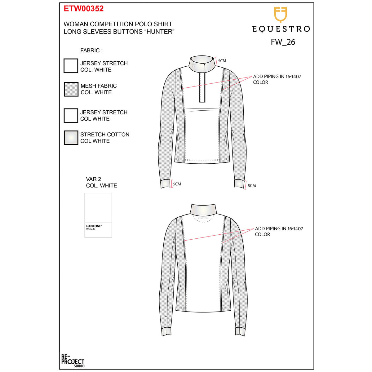 Equestro Women’s perforated long-sleeved competition polo shirt