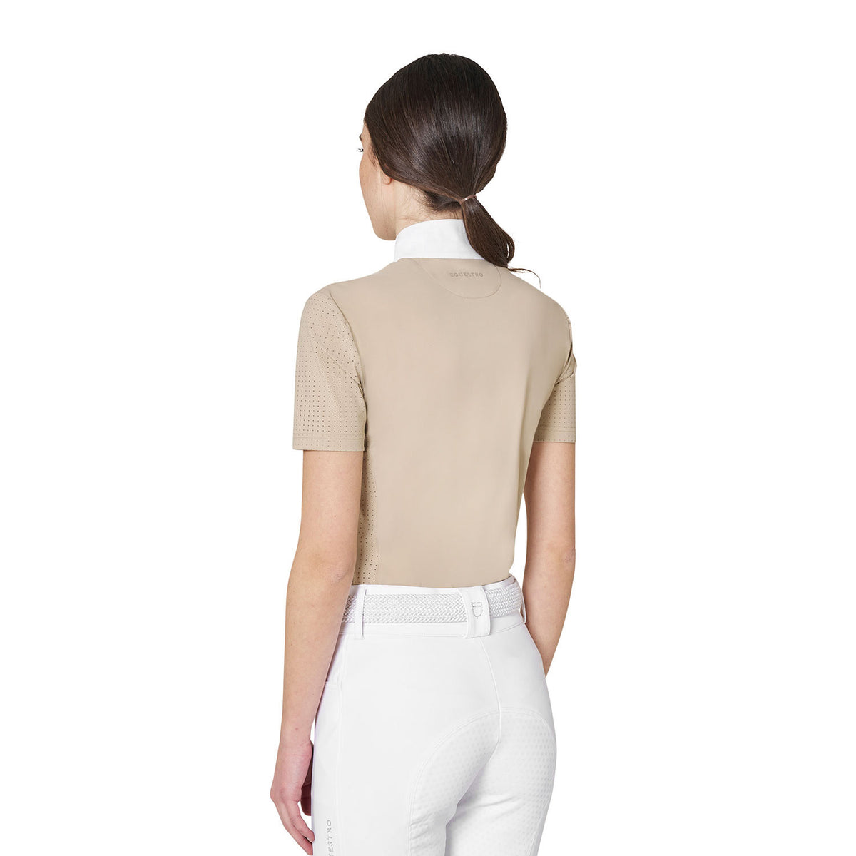 Equestro Women's short-sleeved competition polo shirt with mesh inserts
