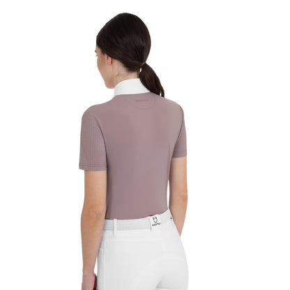 Equestro Women's short-sleeved competition polo shirt with mesh inserts