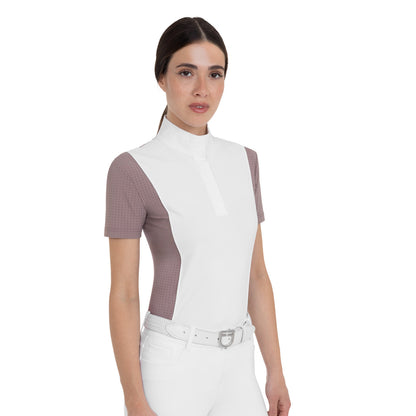 Equestro Women's short-sleeved competition polo shirt with mesh inserts