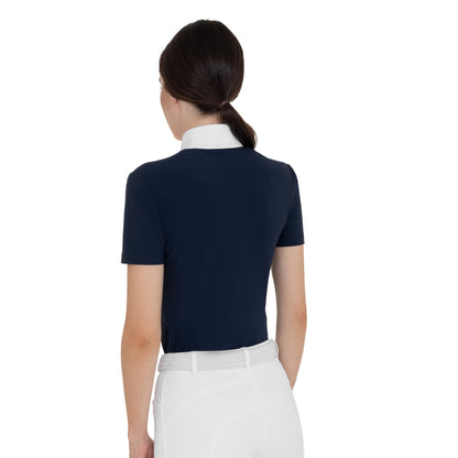 Equestro Women's short-sleeved competition polo shirt with mesh inserts