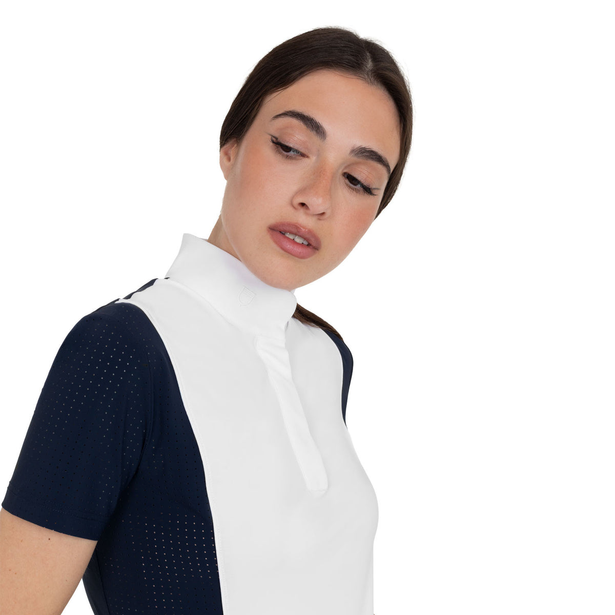 Equestro Women's short-sleeved competition polo shirt with mesh inserts