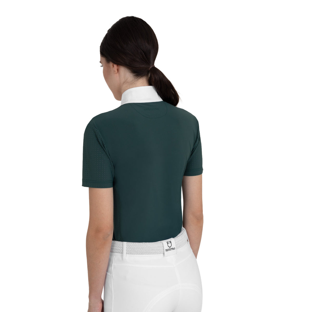 Equestro Women's short-sleeved competition polo shirt with mesh inserts