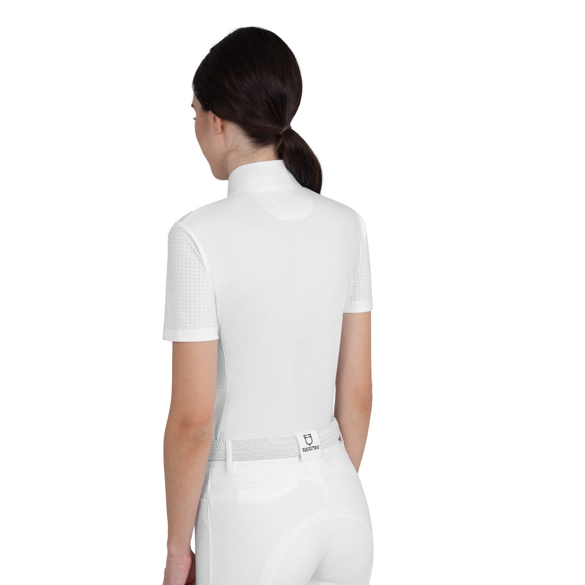 Equestro Women's short-sleeved competition polo shirt with mesh inserts