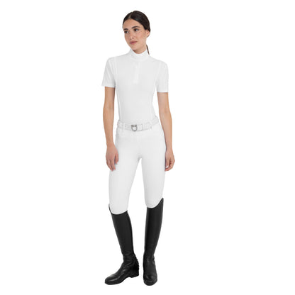 Equestro Women's short-sleeved competition polo shirt with mesh inserts