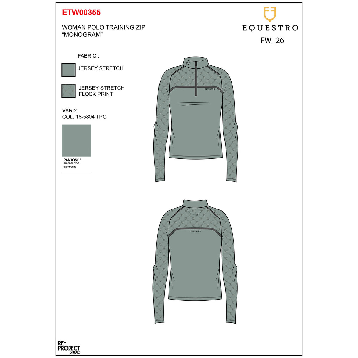 Equestro Women’s long-sleeved monogram print training polo shirt