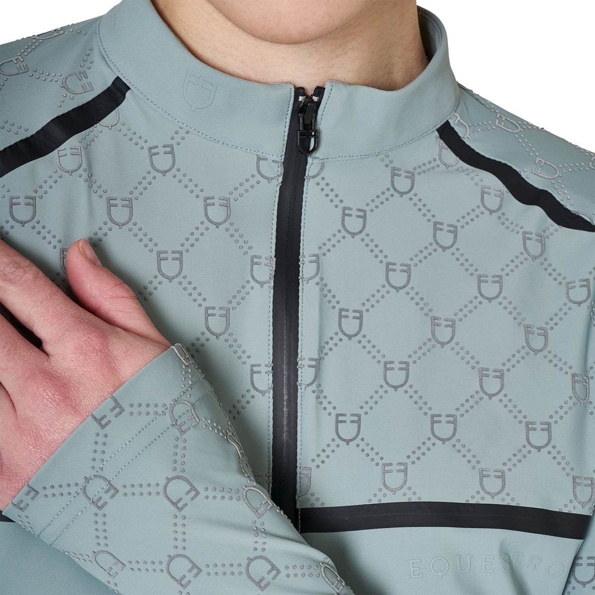 Equestro Women’s long-sleeved monogram print training polo shirt