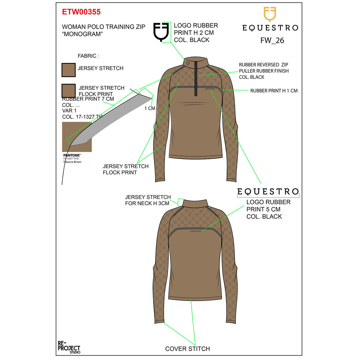 Equestro Women’s long-sleeved monogram print training polo shirt