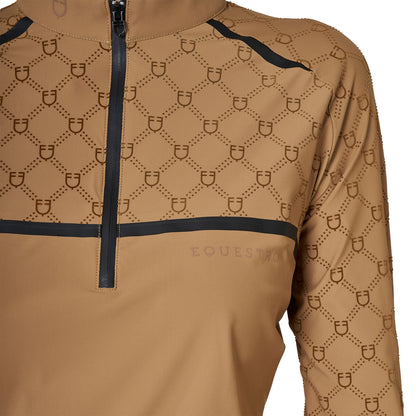 Equestro Women’s long-sleeved monogram print training polo shirt