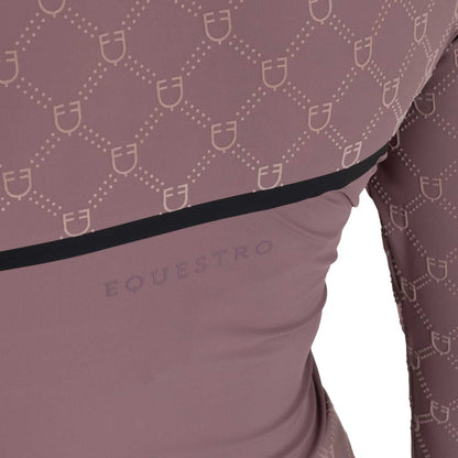 Equestro Women’s long-sleeved monogram print training polo shirt
