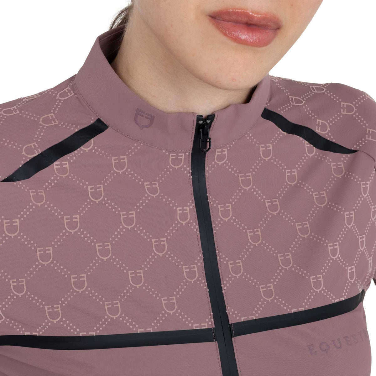 Equestro Women’s long-sleeved monogram print training polo shirt