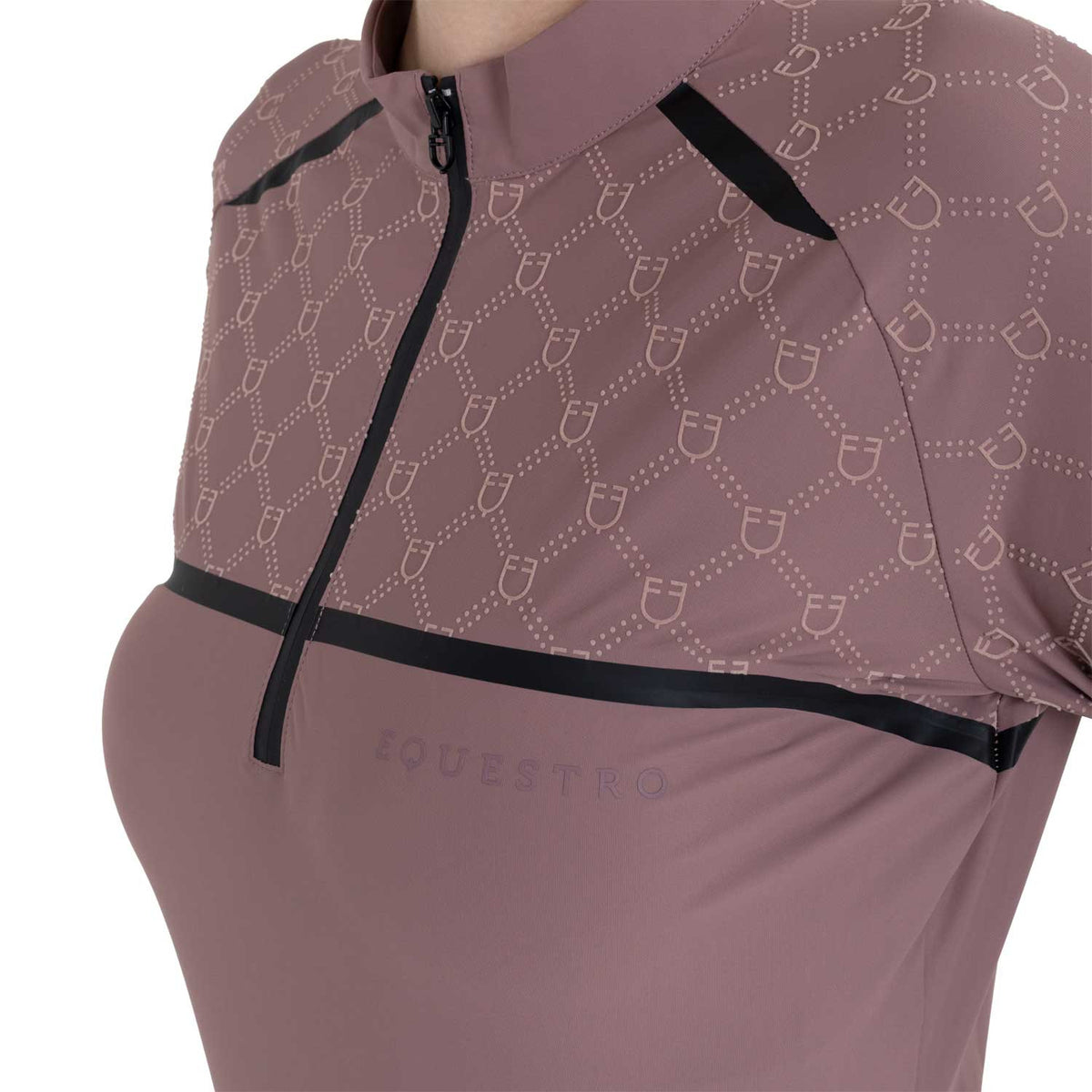 Equestro Women’s long-sleeved monogram print training polo shirt