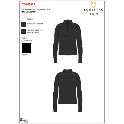 Equestro Women’s long-sleeved monogram print training polo shirt