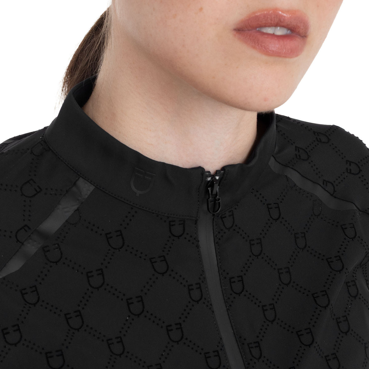 Equestro Women’s long-sleeved monogram print training polo shirt