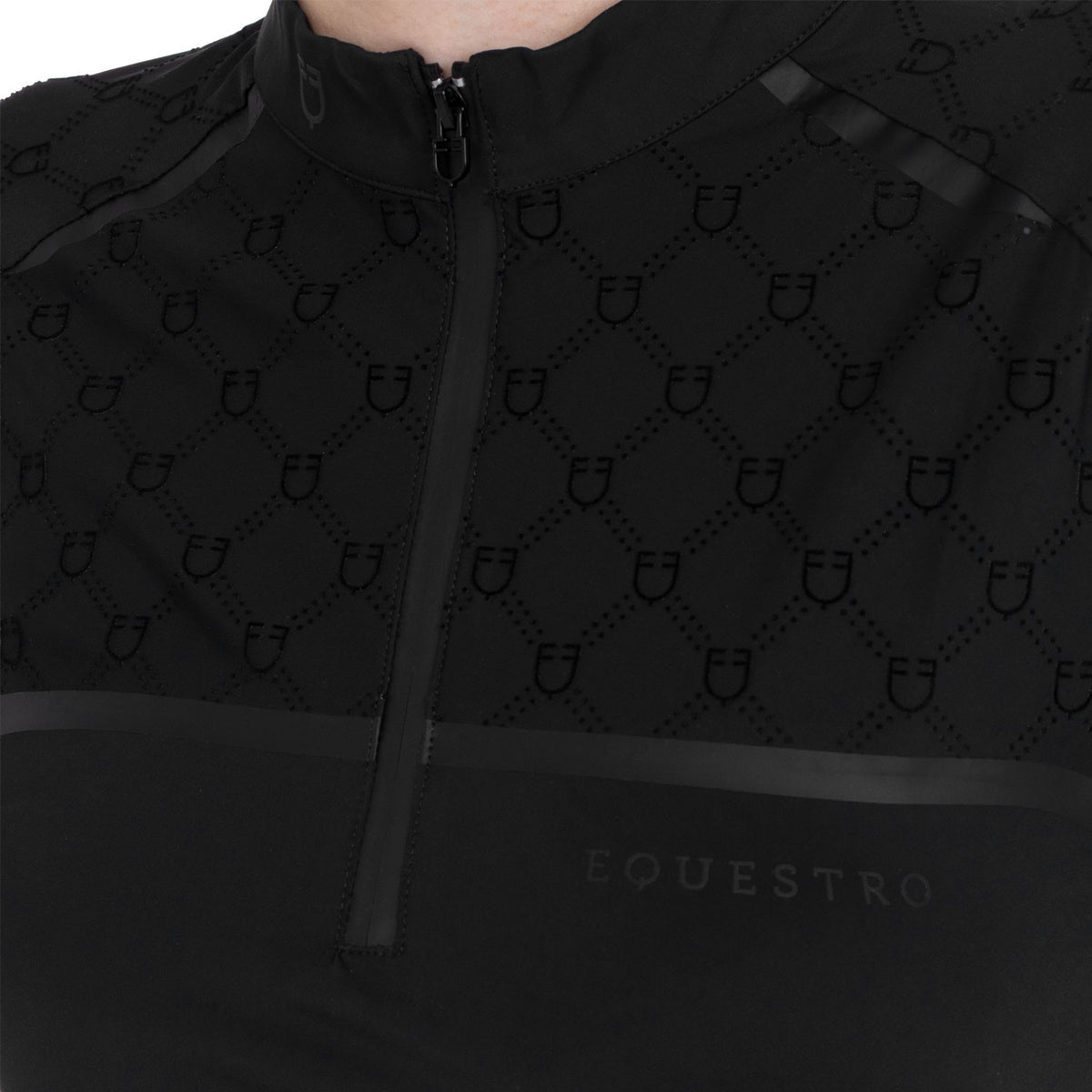 Equestro Women’s long-sleeved monogram print training polo shirt