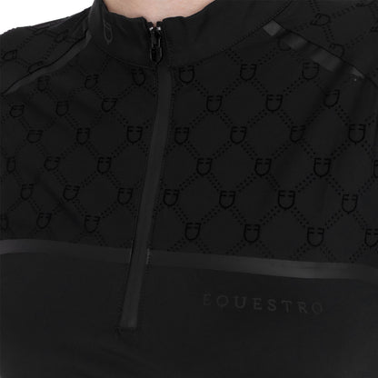Equestro Women’s long-sleeved monogram print training polo shirt